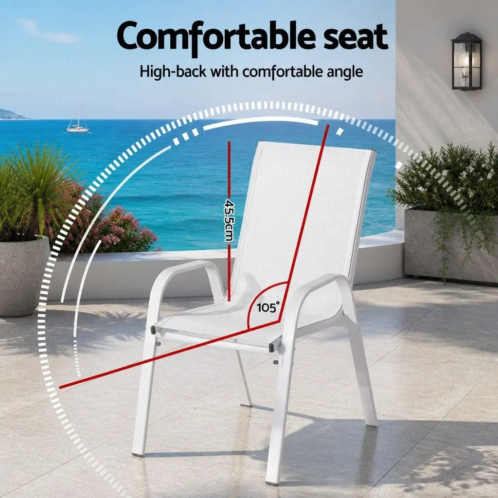 7 Piece Outdoor Dining Set WPC Table Aluminium Alloy Steel Chairs White