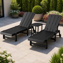 Premium 3-Piece Outdoor Lounger Set with Adjustable Chaise
