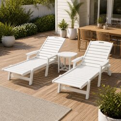 Adjustable Sun Lounge Chair Set with Side Table