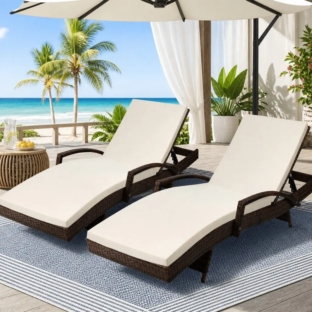 2PC Sun Lounge Chair Set for Outdoor Relaxation