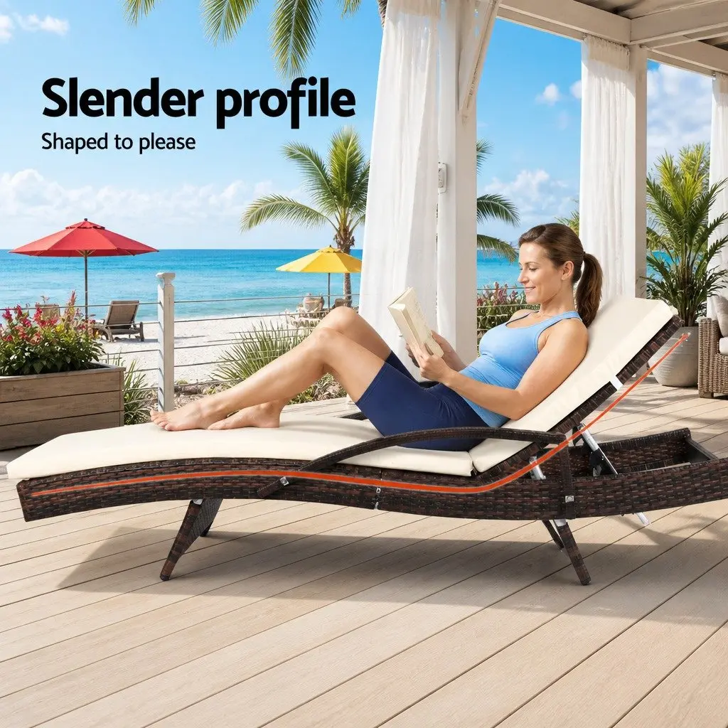 2PC Sun Lounge Chair Set for Outdoor Relaxation