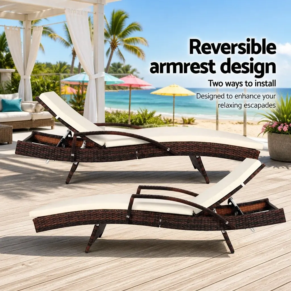 2PC Sun Lounge Chair Set for Outdoor Relaxation