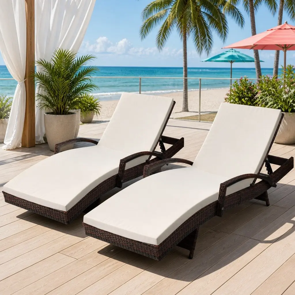 2PC Sun Lounge Chair Set for Outdoor Relaxation