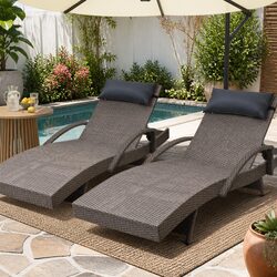 Adjustable Armchair Sun Lounge Wicker Outdoor Recliner