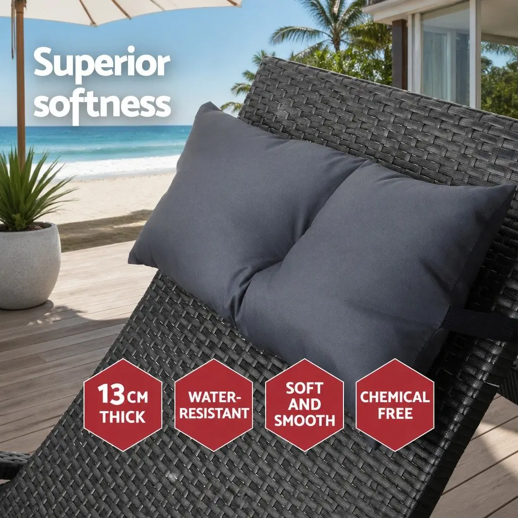 Black Outdoor Wicker Lounge Chair with Adjustable Backrest