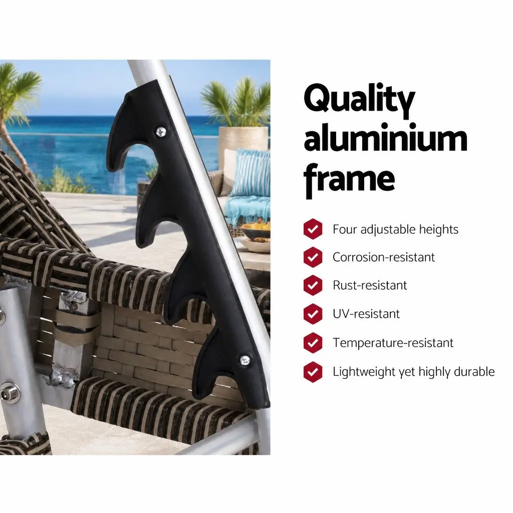 Grey Beige Adjustable Outdoor Sun Lounge Recliner