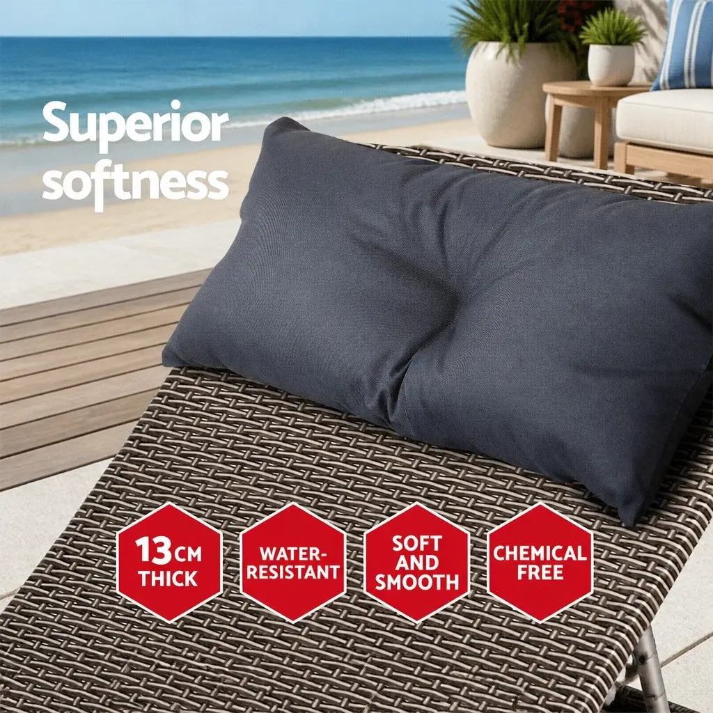 Grey Beige Adjustable Outdoor Sun Lounge Recliner