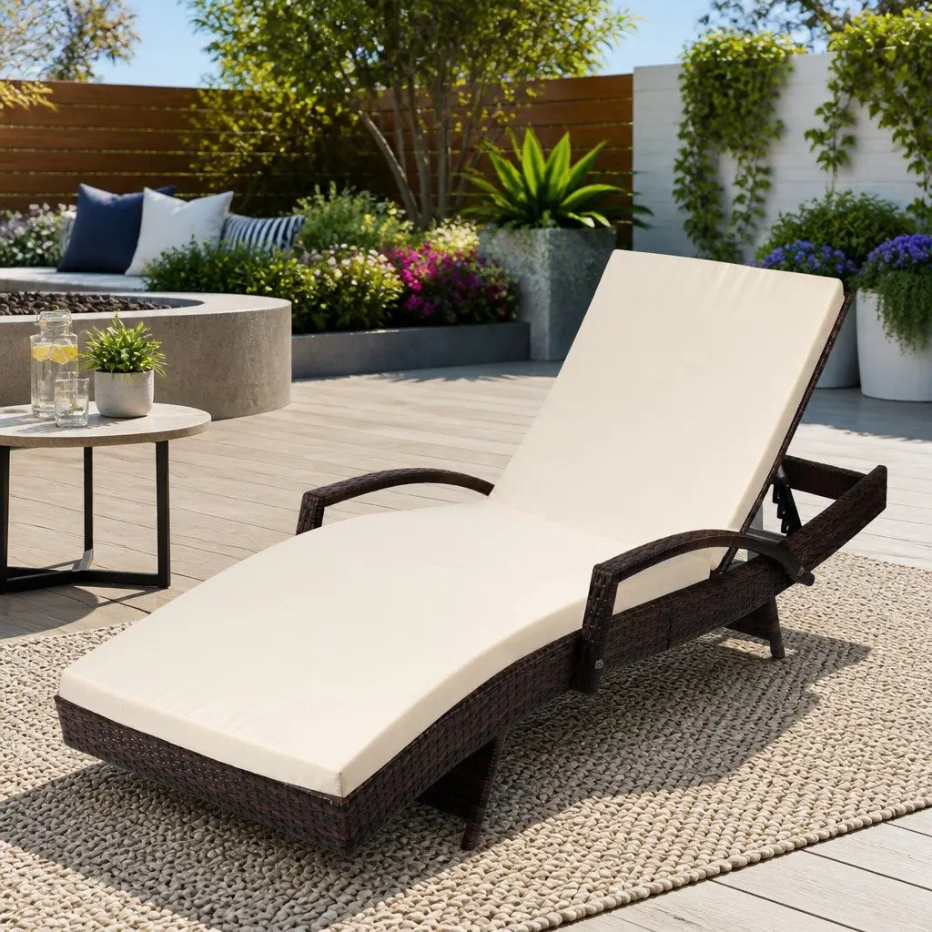 Outdoor Sun Lounge Chair with Adjustable Backrest