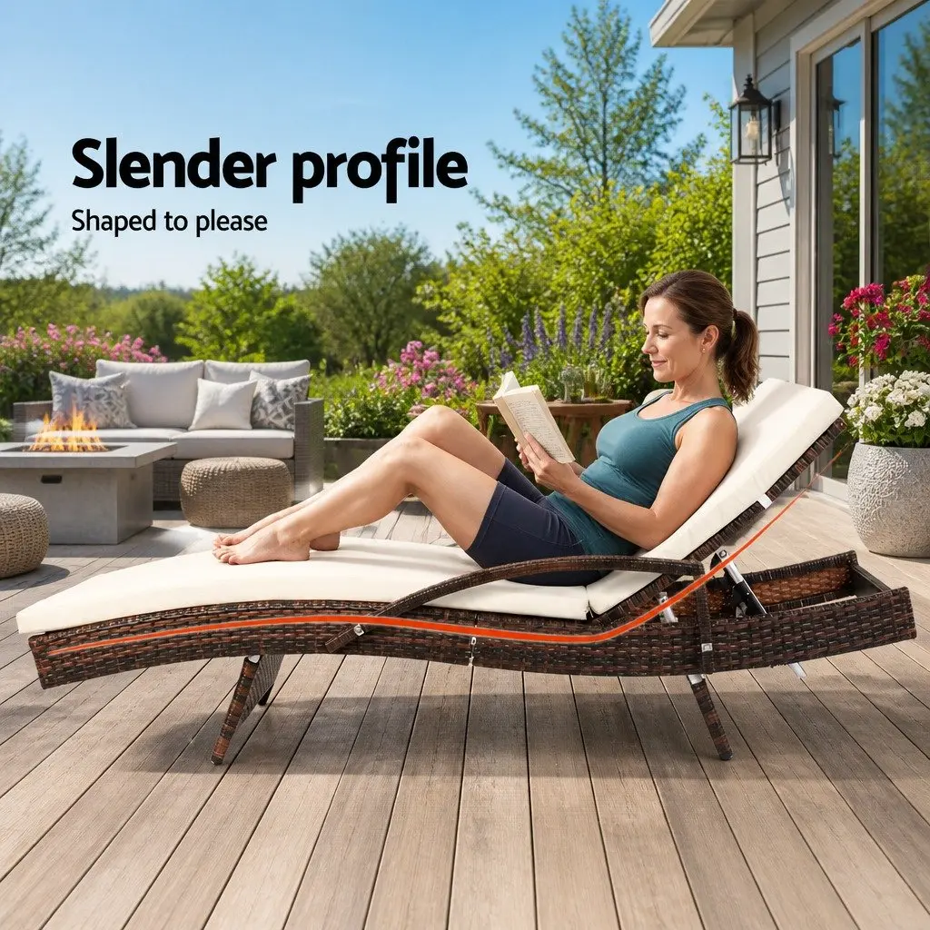 Outdoor Sun Lounge Chair with Adjustable Backrest