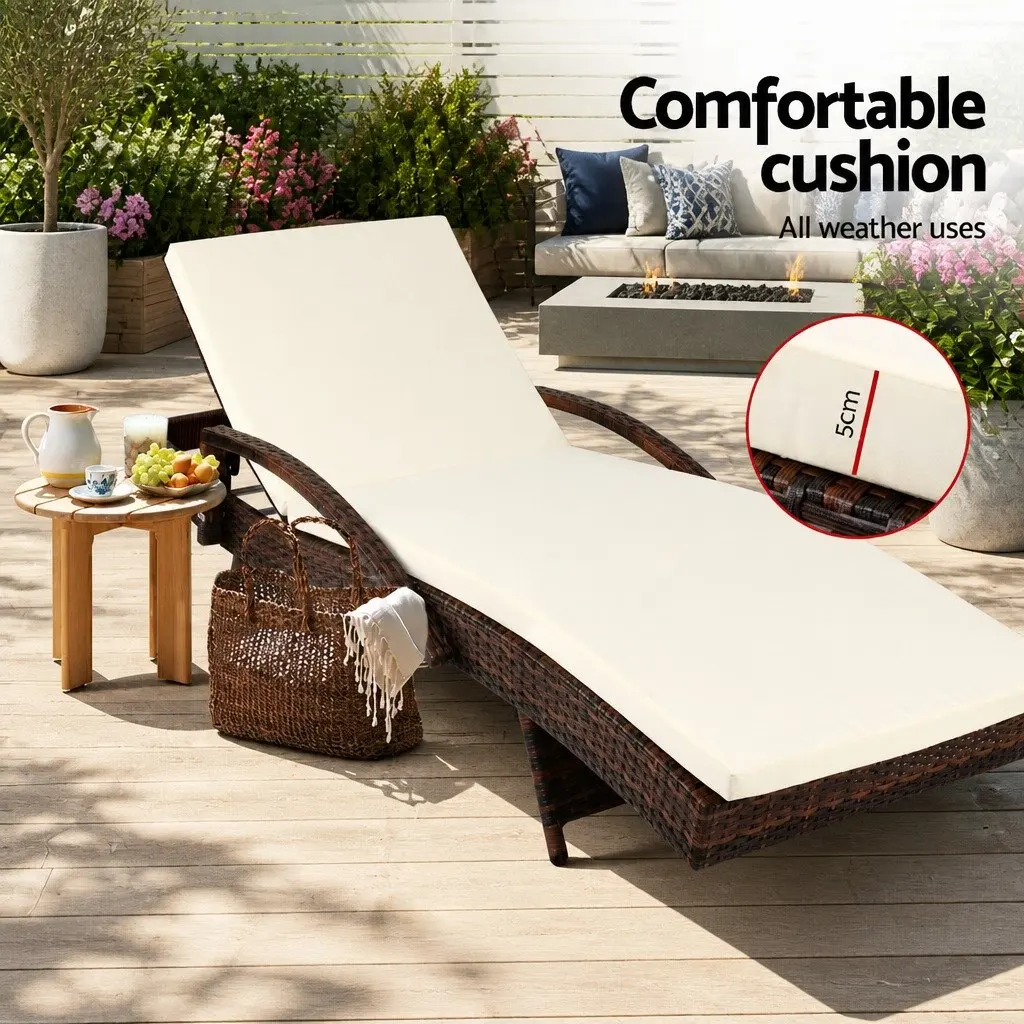 Outdoor Sun Lounge Chair with Adjustable Backrest