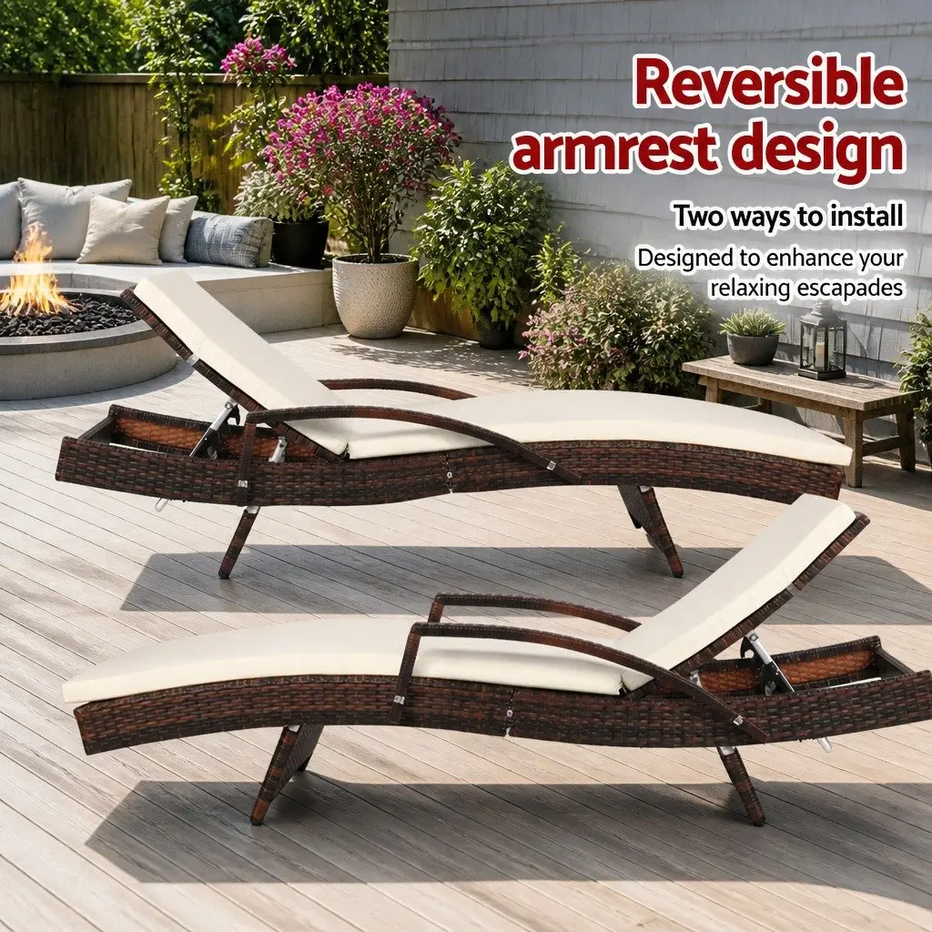 Outdoor Sun Lounge Chair with Adjustable Backrest
