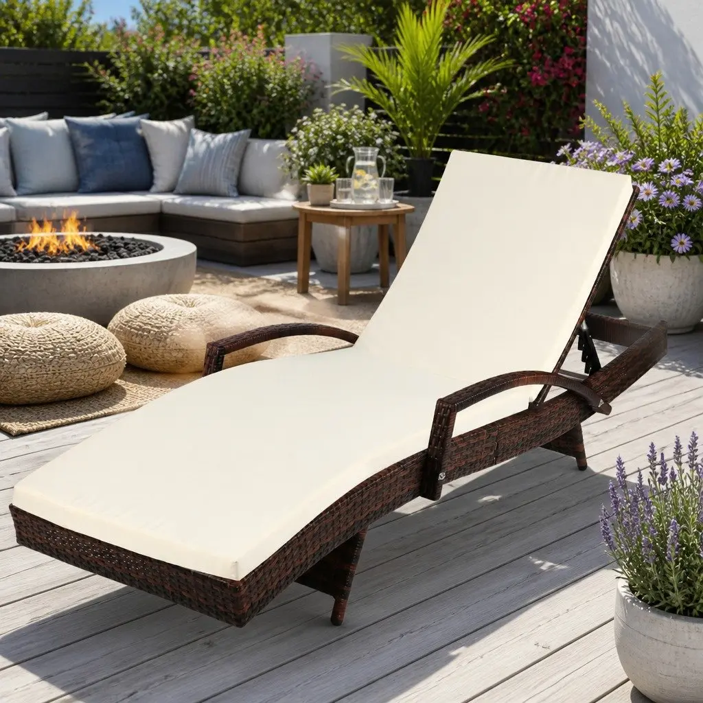 Outdoor Sun Lounge Chair with Adjustable Backrest