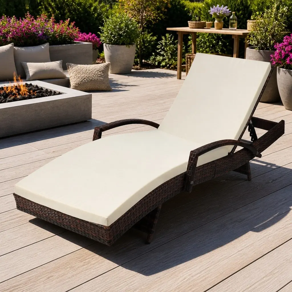 Outdoor Sun Lounge Chair with Adjustable Backrest