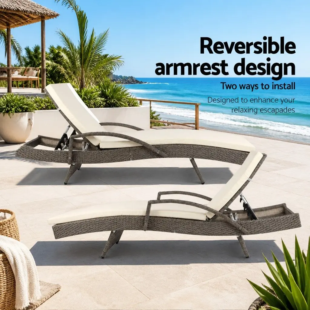 Sun Lounge Wicker Lounger with Adjustable Backrest