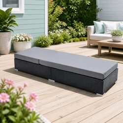 Adjustable Wicker Sun Lounge with Comfort Cushion