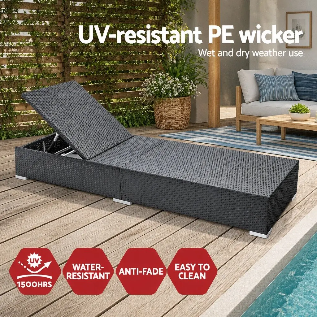 3-Piece Outdoor Wicker Lounge Set with Cushions