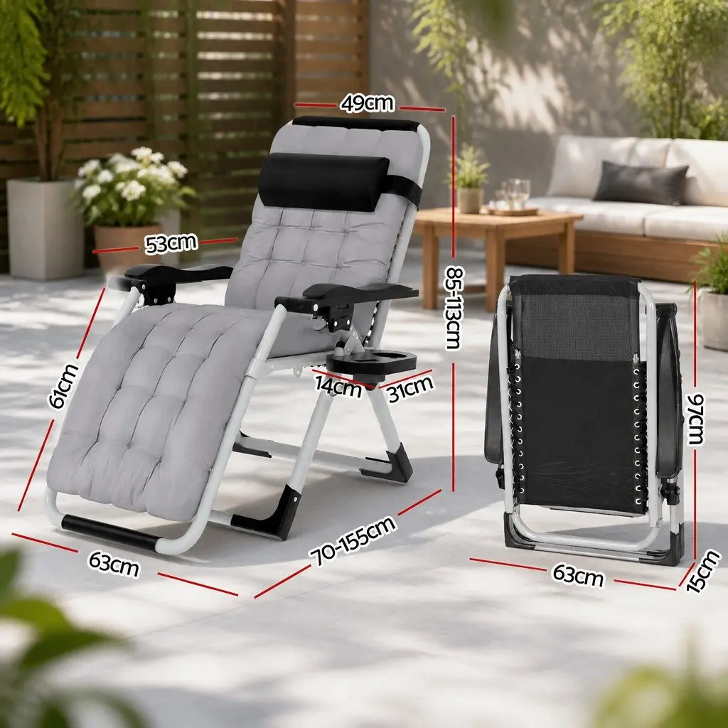 Sun Lounger Steel Textilene Adjustable Black