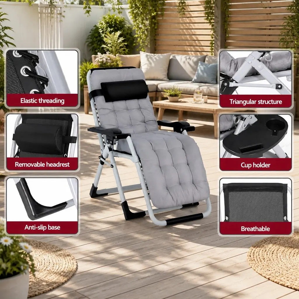 Sun Lounger Steel Textilene Adjustable Black