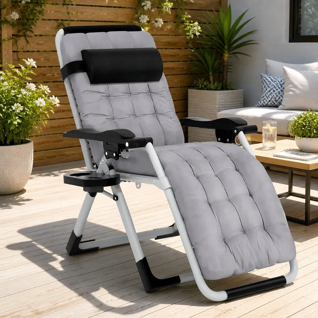 Sun Lounger Steel Textilene Adjustable Black
