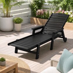 4-Position Adjustable Sun Lounge Chair with Wheels
