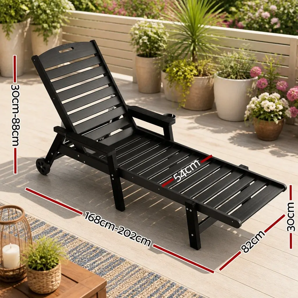 4-Position Adjustable Sun Lounge Chair with Wheels