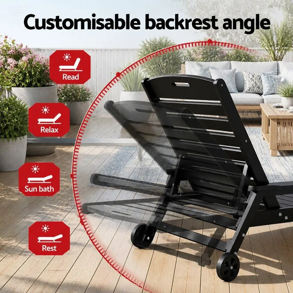 4-Position Adjustable Sun Lounge Chair with Wheels