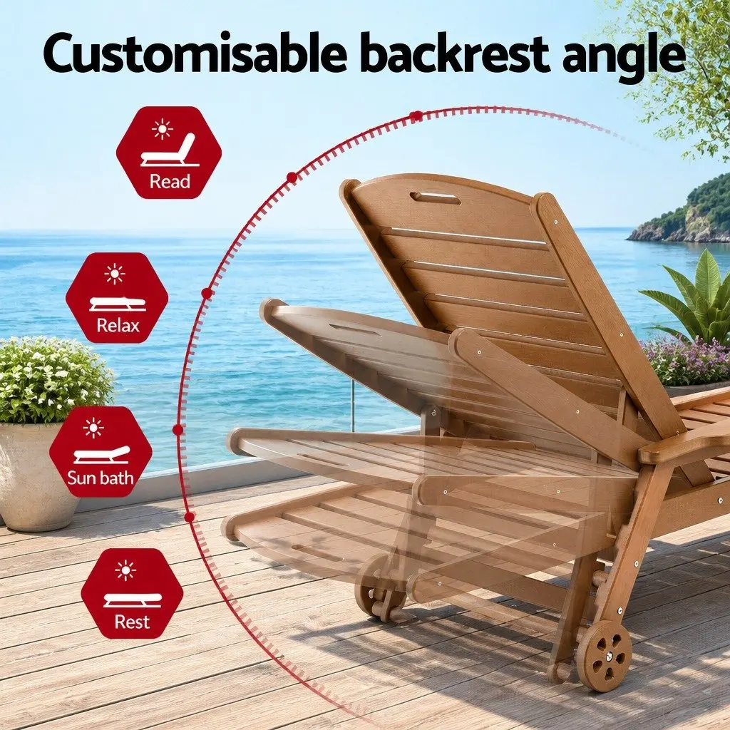 Sun Lounge Chair HDPE 4-Position Adjustable Brown