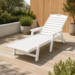 Premium Adjustable Sun Lounger with Wheels and Cup Holder