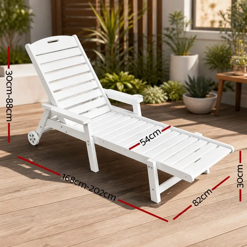 Adjustable Sun Lounger with Wheels and Cup Holder