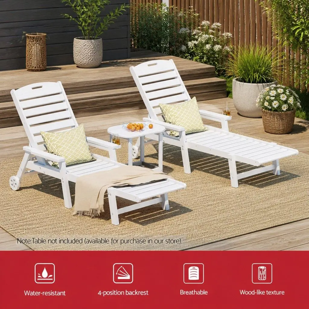 Adjustable Sun Lounger with Wheels and Cup Holder