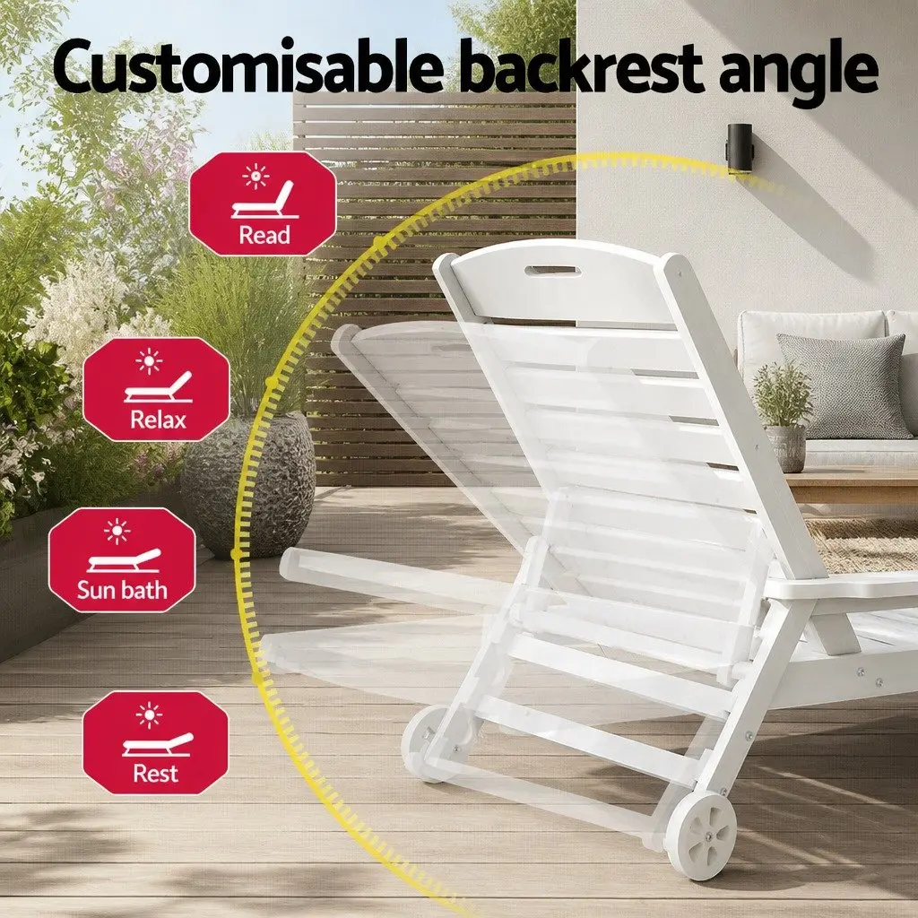 Adjustable Sun Lounger with Wheels and Cup Holder