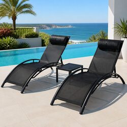 Durable 3-Piece Outdoor Sun Lounger Set with Steel Frame