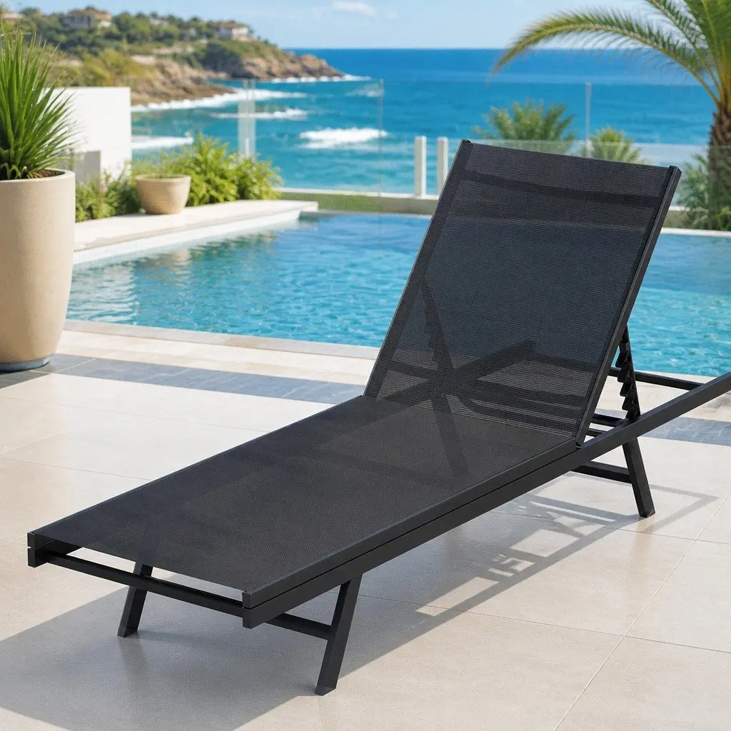 Adjustable Steel Frame Sun Lounge Chair for Outdoor Relaxation