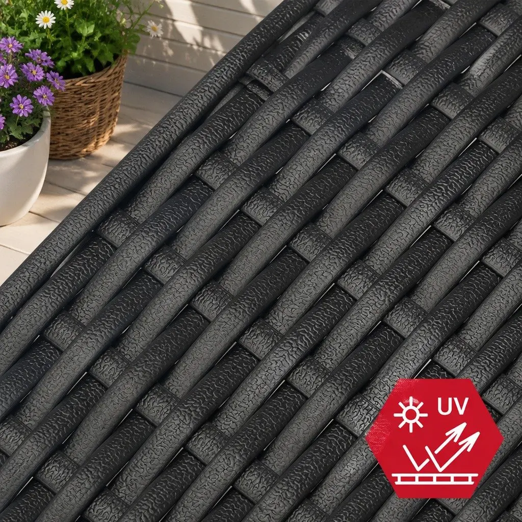Sun Lounge Chair Aluminium PE Wicker 190cm Black Grey 2PC Outdoor Adjustable Lounger Garden Furniture