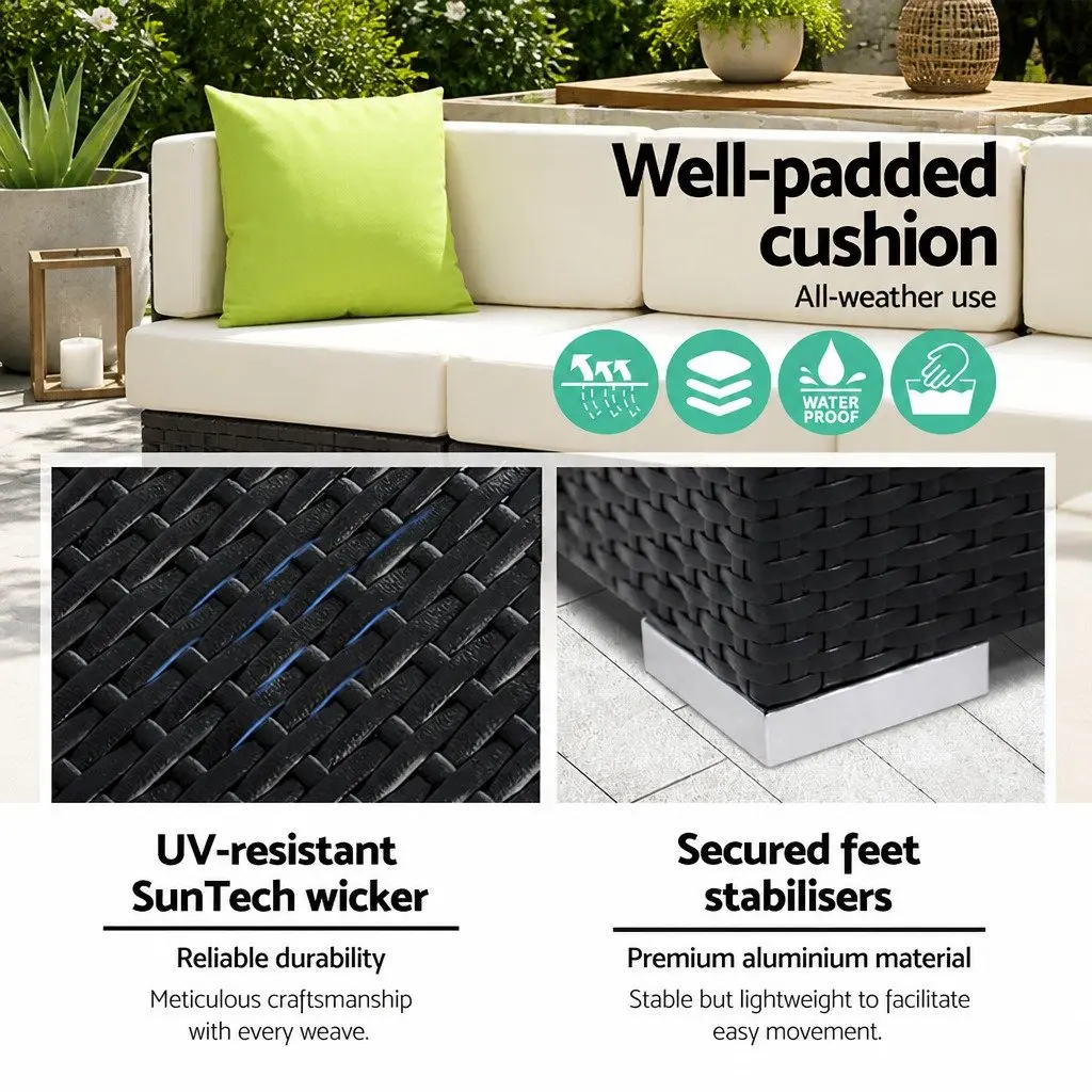 10 Piece Outdoor Wicker Sofa Lounge Set Aluminium Frame Black Beige Lime Green