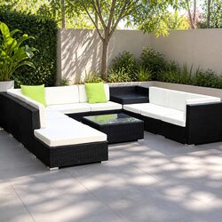 Durable 11 Piece Outdoor Wicker Sofa Set with Cover