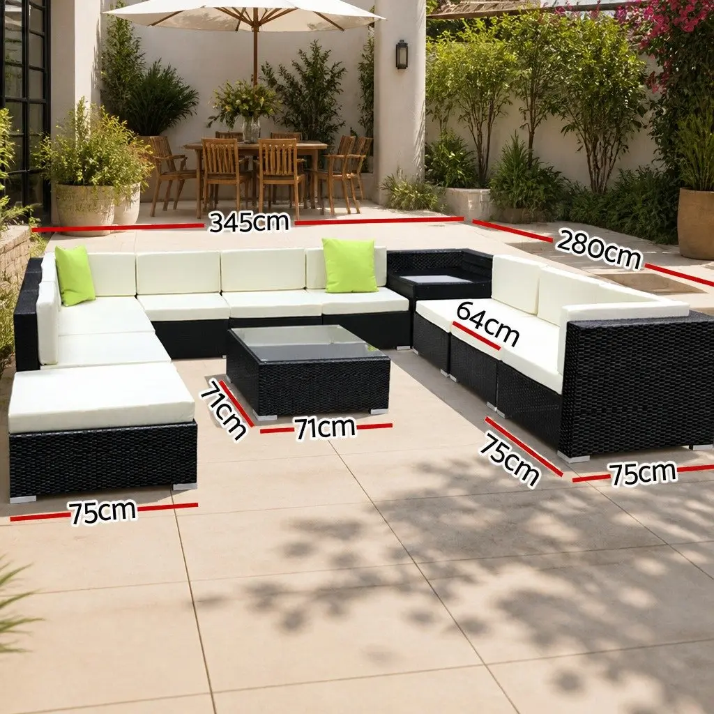 12 Piece Outdoor Wicker Sofa Set Aluminium Frame Black Beige Lime Green