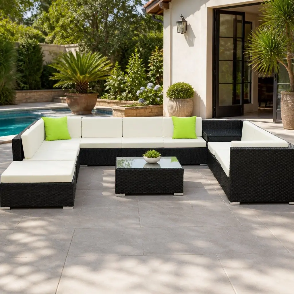 12 Piece Outdoor Wicker Sofa Set Aluminium Frame Black Beige Lime Green