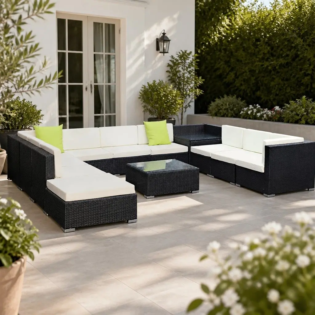12 Piece Outdoor Wicker Sofa Set Aluminium Frame Black Beige Lime Green