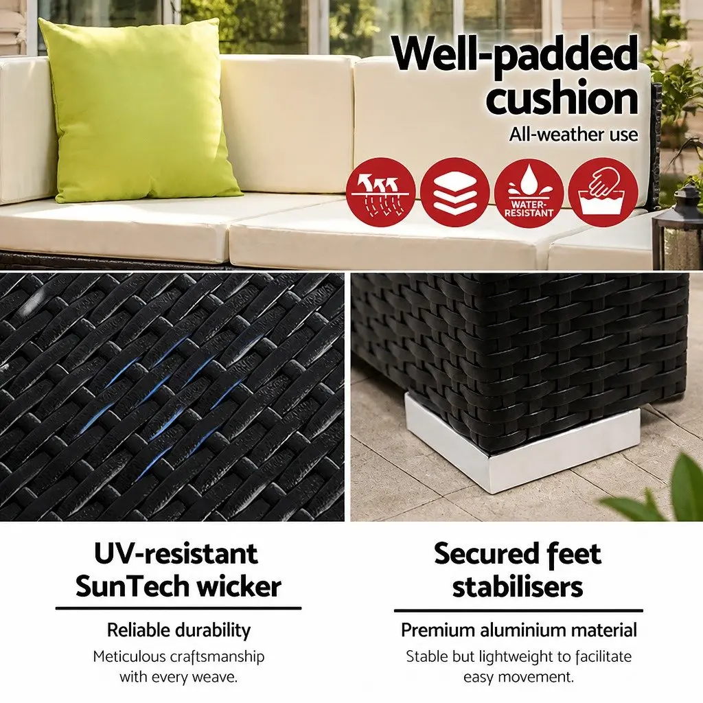 12 Piece Outdoor Wicker Sofa Set Aluminium Frame Black Beige Lime Green