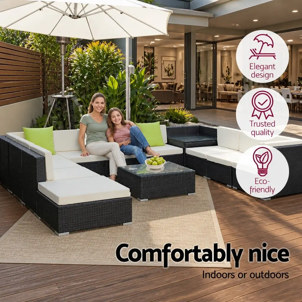 12 Piece Outdoor Wicker Sofa Set Aluminium Frame Black Beige Lime Green