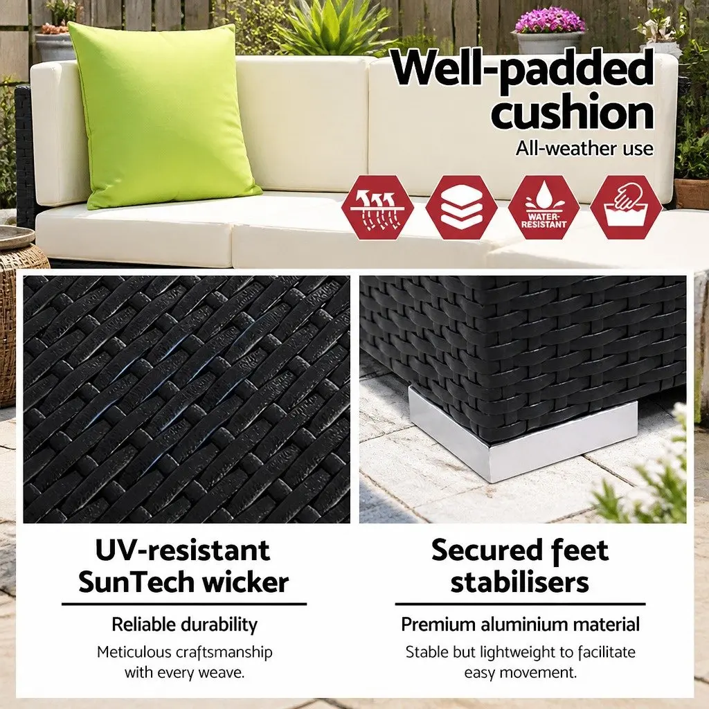 5 Piece Outdoor Sofa Set Wicker Aluminium Black Beige Lime Green