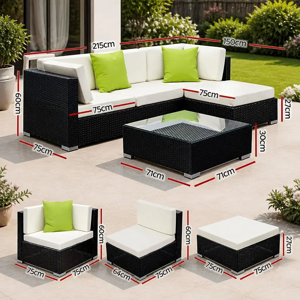 5-Piece Outdoor Wicker Sofa Set Aluminium Frame Black Beige Lime Green