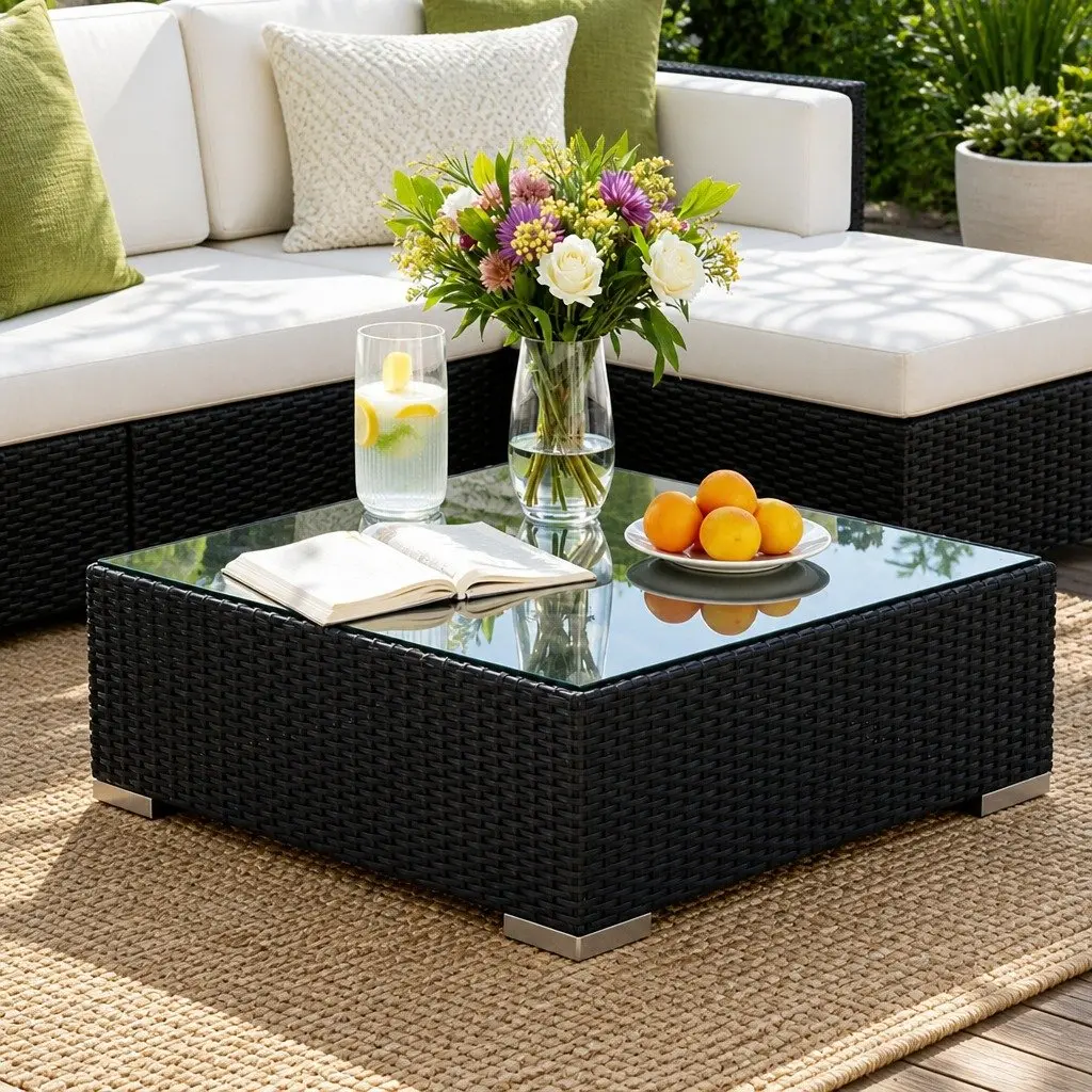 5-Piece Outdoor Wicker Sofa Set Aluminium Frame Black Beige Lime Green