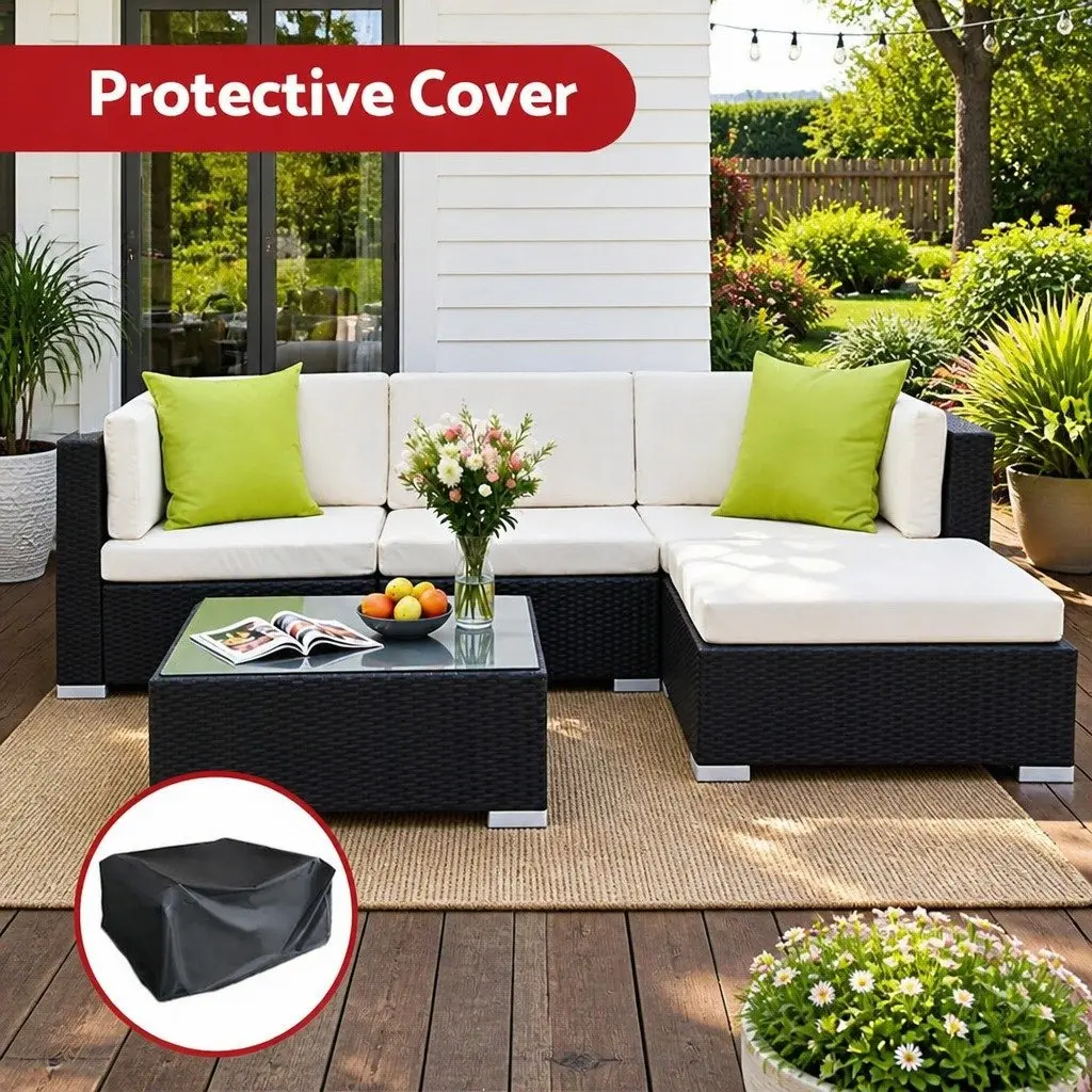 5-Piece Outdoor Wicker Sofa Set Aluminium Frame Black Beige Lime Green