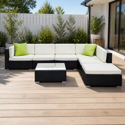 High-Quality 7-Piece Outdoor Wicker Sofa Set with Cover