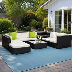 Sturdy 9-Piece Wicker Lounge Set for Outdoor Spaces
