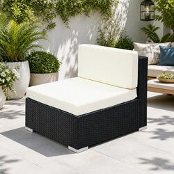 Sturdy 3PC Outdoor Sofa Set with Lounge Chair in Black