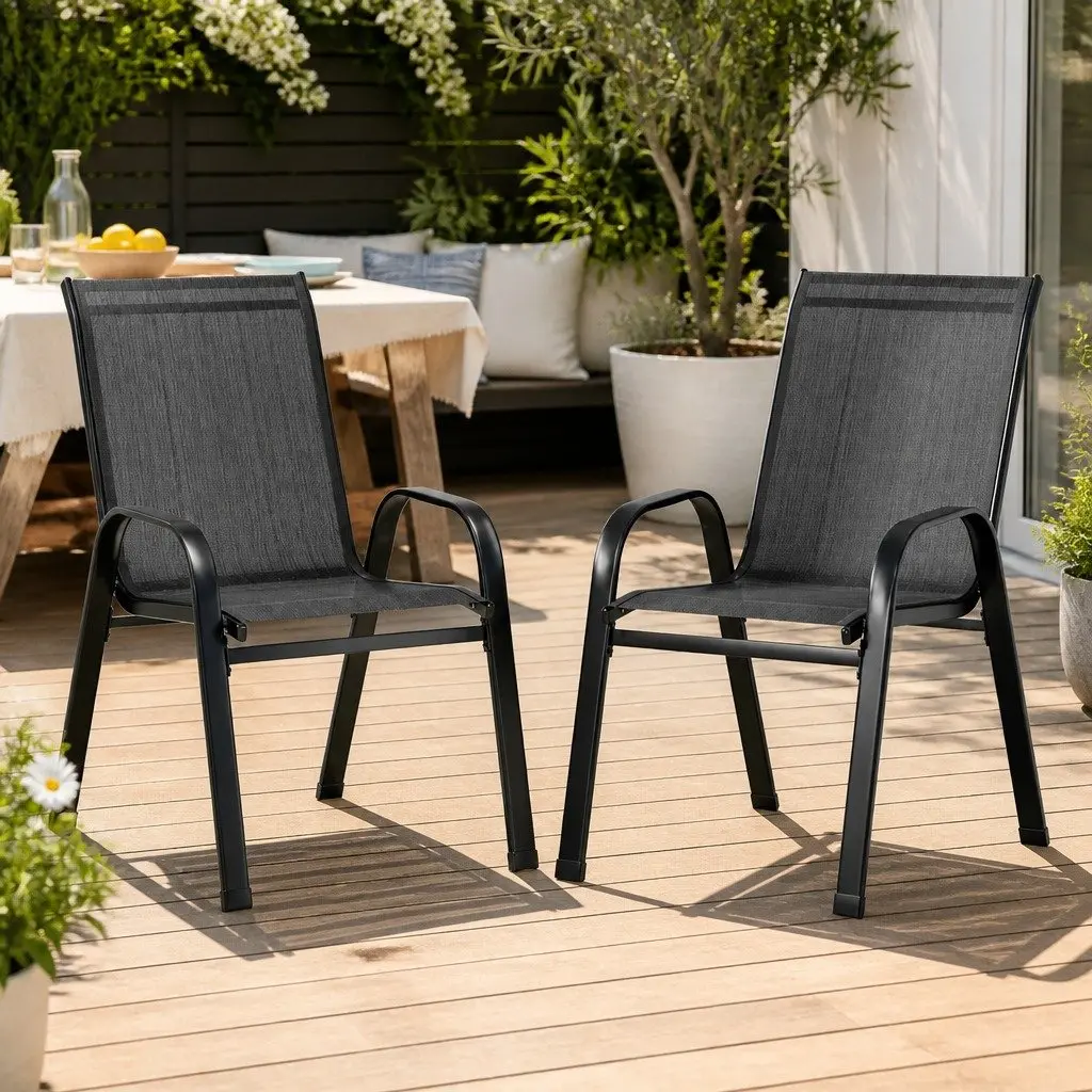 Stackable Patio Dining Chairs Set of 2