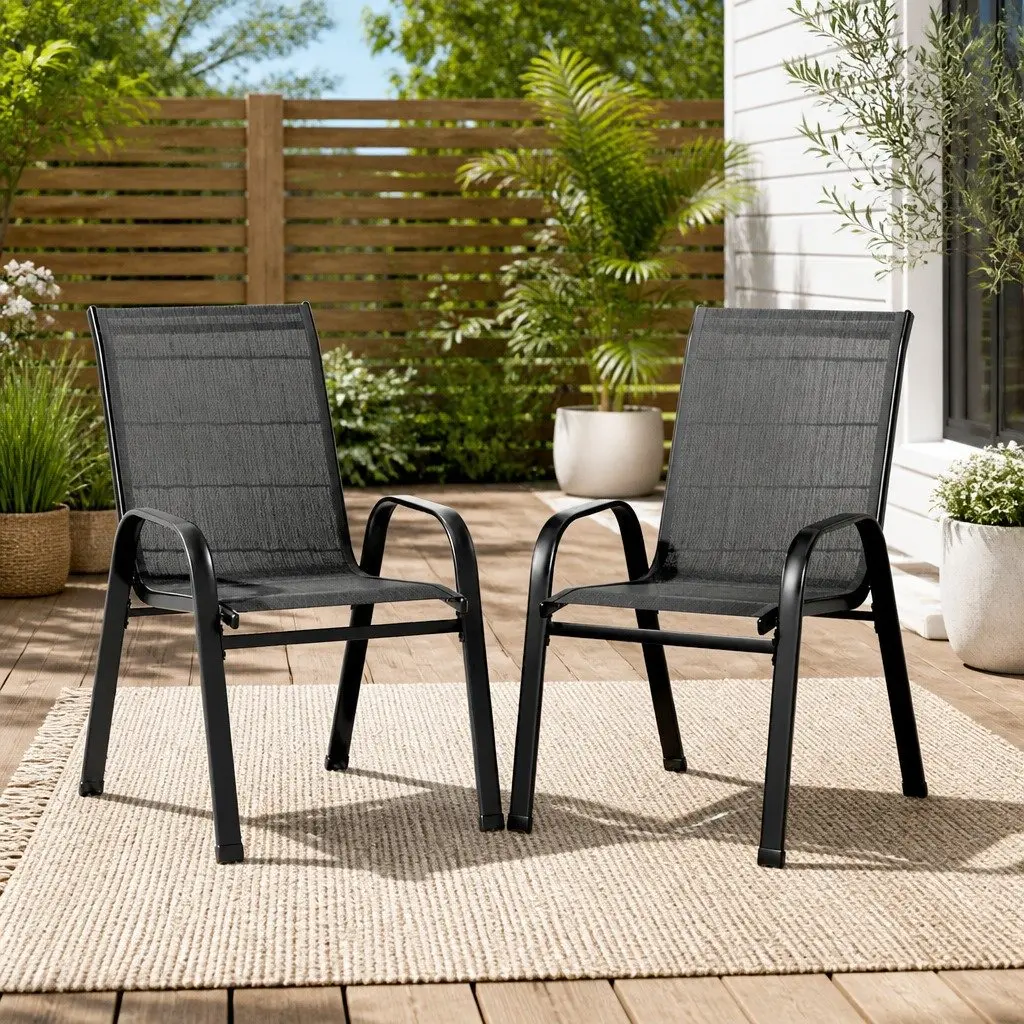 Stackable Patio Dining Chairs Set of 2